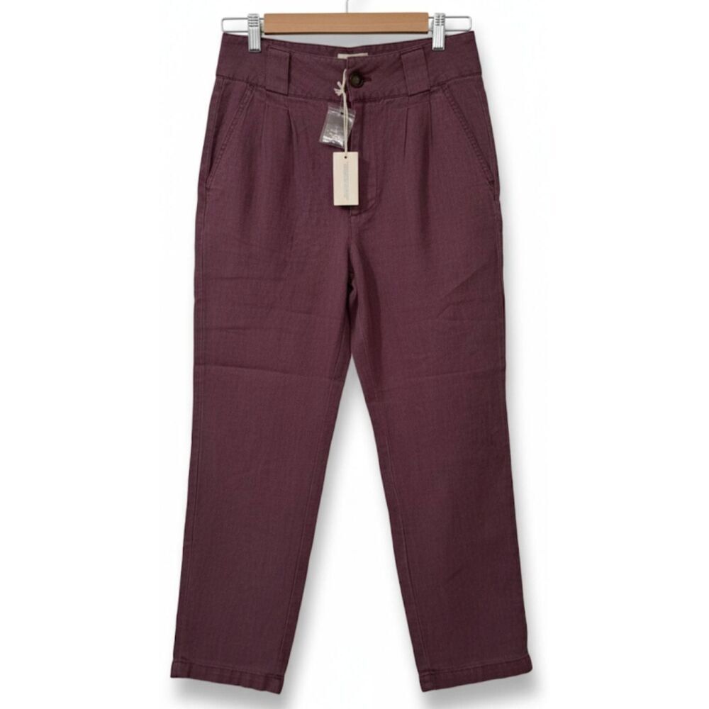Sundance Womens Size 4 mauve Purple 100% Linen paper bag Pants Coastal